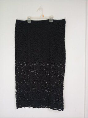 Black Lace Overlay Pencil Skirt By Future Collective XL